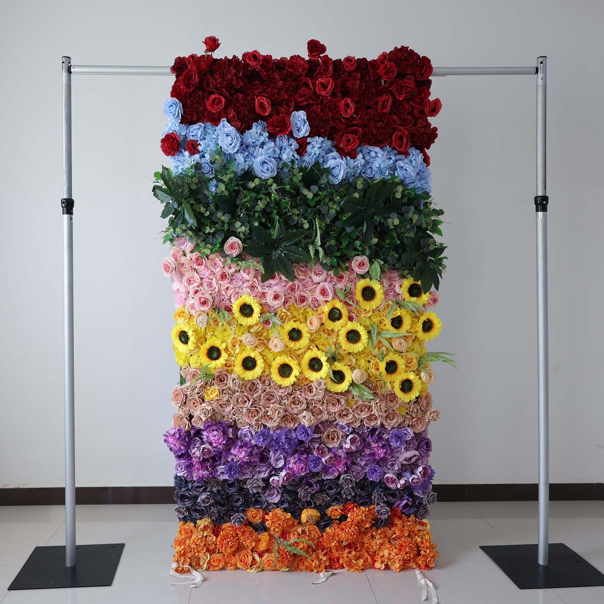 ValarFlowers' 1.2 x 2.4m floral wall is a colorful display of artificial blooms, perfect for events, photo - booths, and venue decoration.