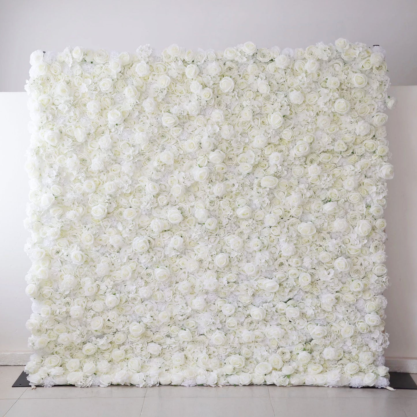 ValarFlowers white artificial flower wall backdrop with lush roses peonies hydrangeas for wedding photo booth party decor