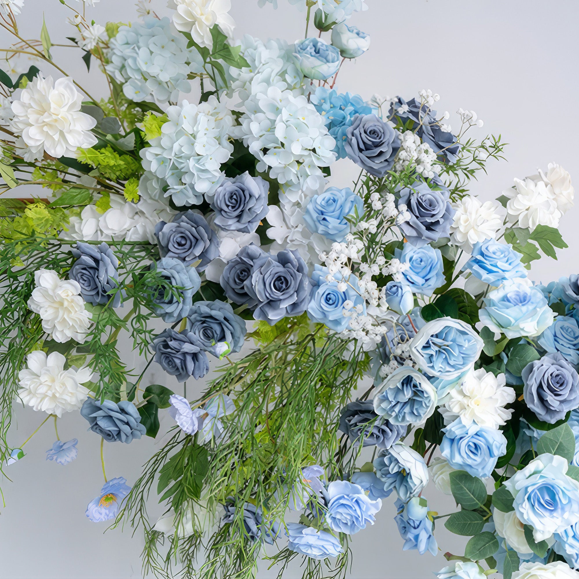 Stunning 2.4m/7.8ft Multicolored Blue - Hue Artificial Flower Round Arch: Ideal for Weddings, Celebrations, and Photoshoots. Options include Double Round Arch and Arch - less Options