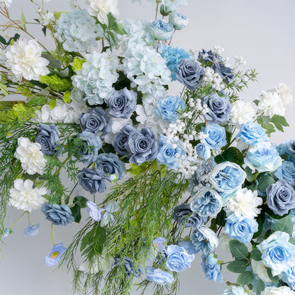 Stunning 2.4m/7.8ft Multicolored Blue - Hue Artificial Flower Round Arch: Ideal for Weddings, Celebrations, and Photoshoots. Options include Double Round Arch and Arch - less Options