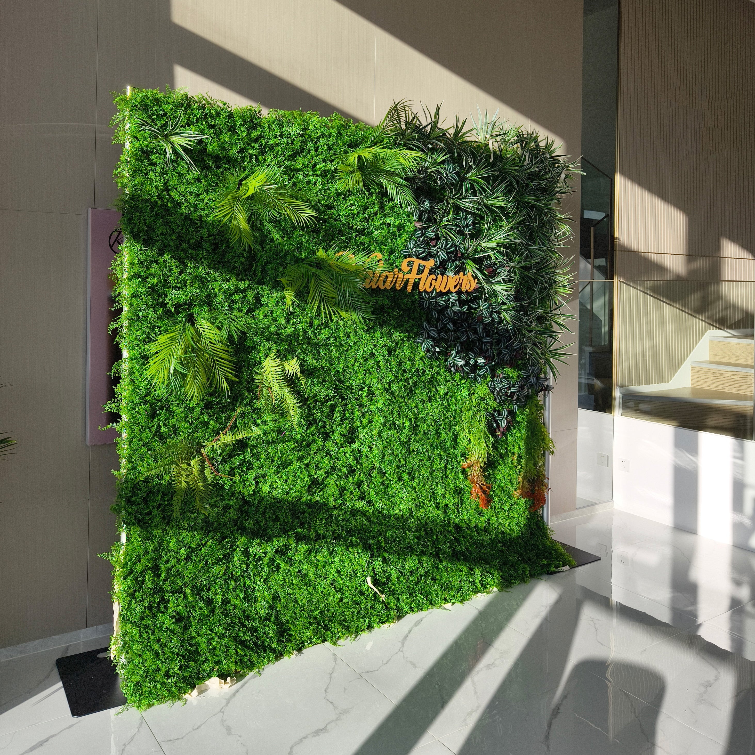 Valar Flowers Roll Up Fabric Artificial Vivid Green Grass Wall Wedding Backdrop, Floral Party Decor, Event Photography-VF-086-3