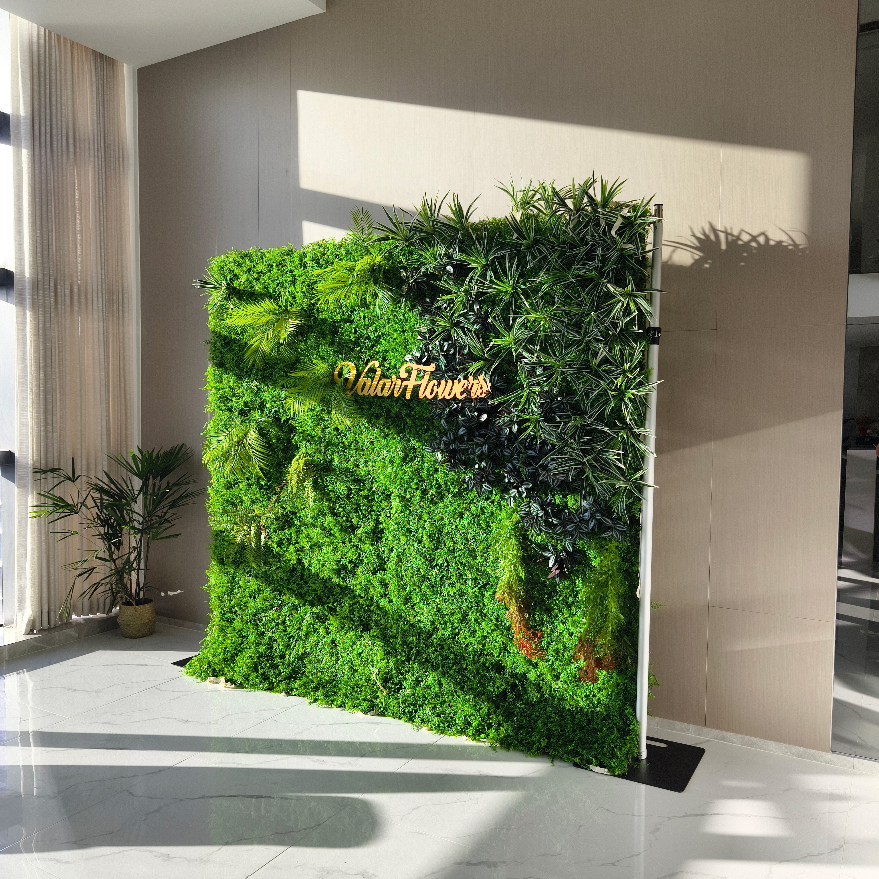 Valar Flowers Roll Up Fabric Artificial Vivid Green Grass Wall Wedding Backdrop, Floral Party Decor, Event Photography-VF-086-3