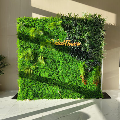Valar Flowers Roll Up Fabric Artificial Vivid Green Grass Wall Wedding Backdrop, Floral Party Decor, Event Photography-VF-086-3