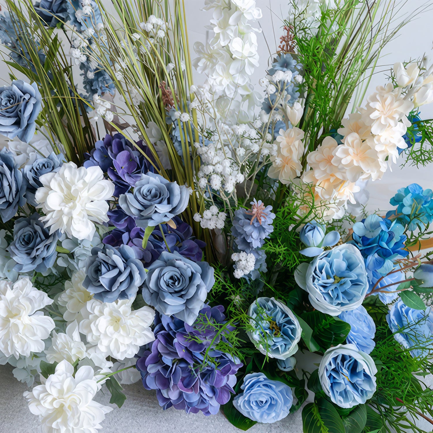Stunning 2.4m/7.8ft Multicolored Blue - Hue Artificial Flower Round Arch: Ideal for Weddings, Celebrations, and Photoshoots. Options include Double Round Arch and Arch - less Options