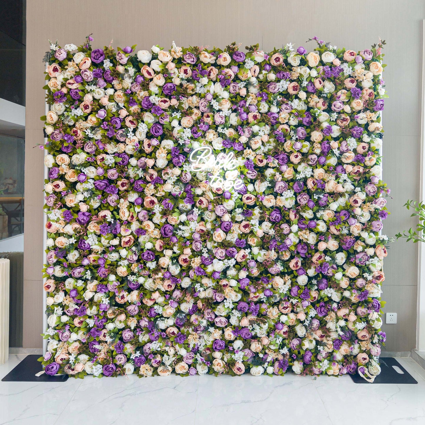 ValarFlowers faux flower wall panel with pink roses peonies hydrangeas and greenery for wedding backdrop party photo booth decor