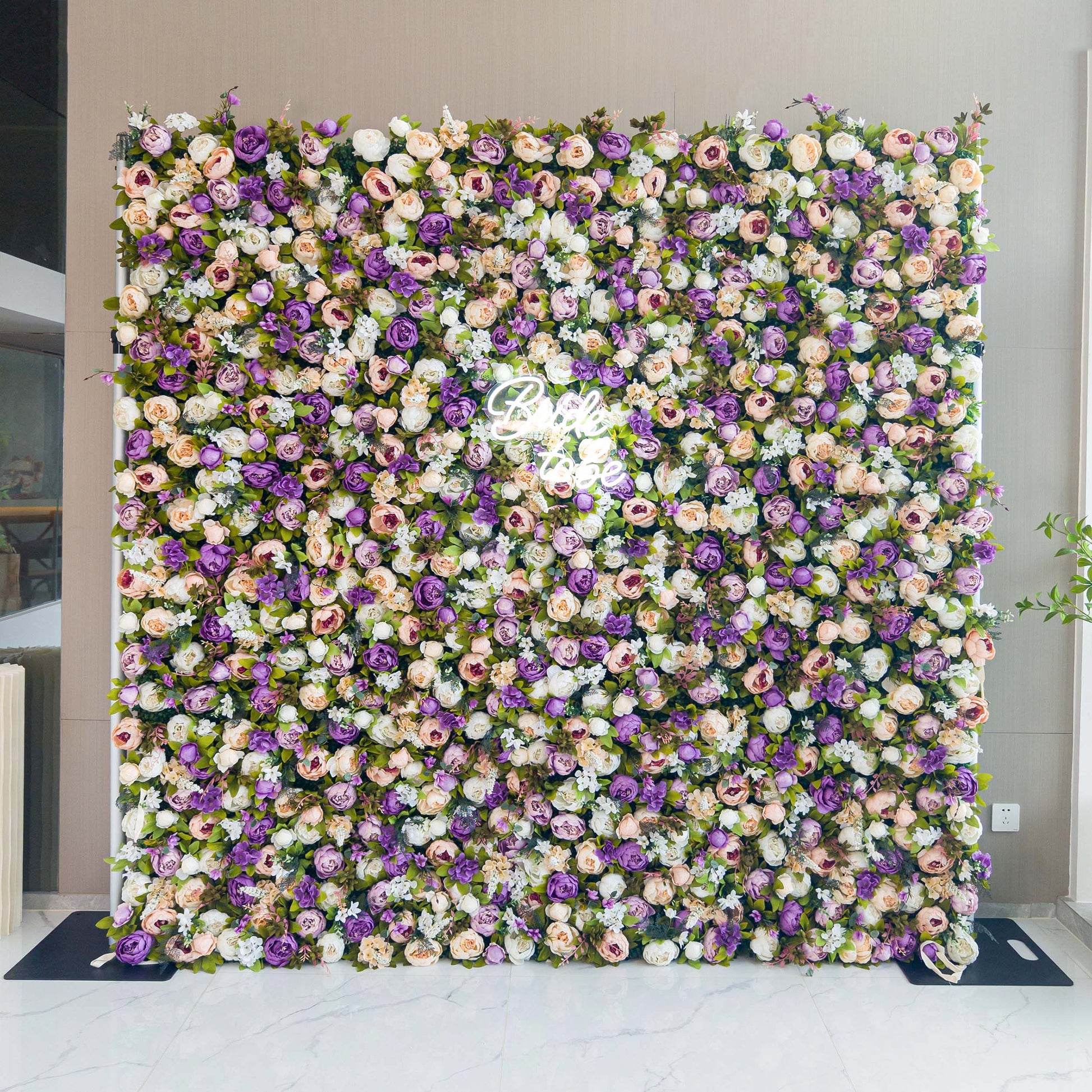 ValarFlowers faux flower wall panel with pink roses peonies hydrangeas and greenery for wedding backdrop party photo booth decor
