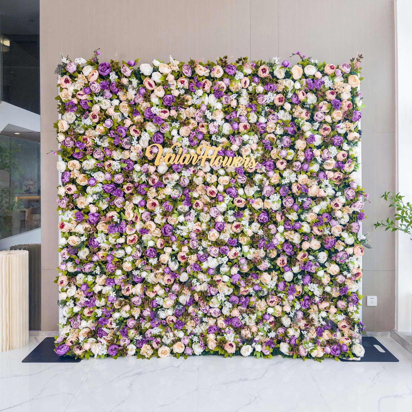 ValarFlowers luxury faux flower wall with roses peonies hydrangeas greenery for wedding backdrop event decor