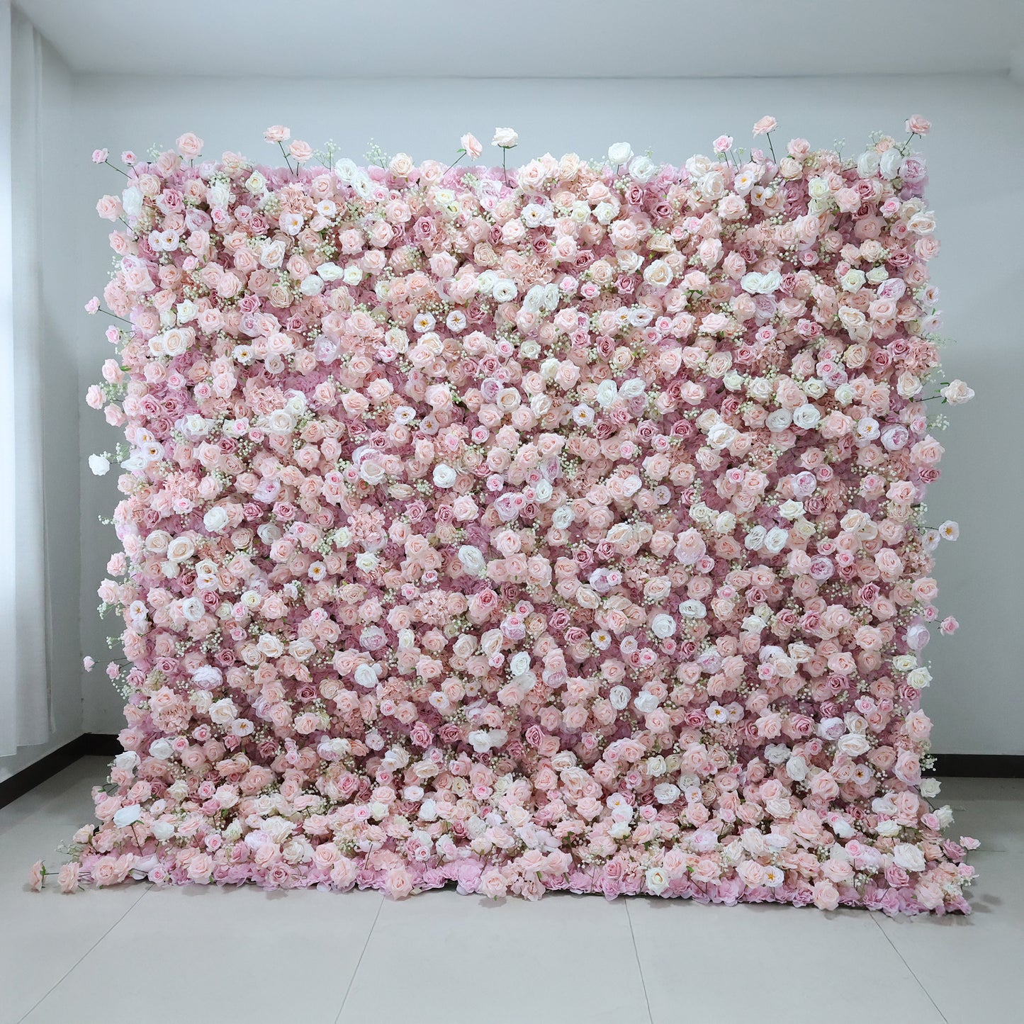ValarFlowers blush cream rose peony hydrangea artificial floral wall backdrop for wedding ceremony arch party photo booth decor