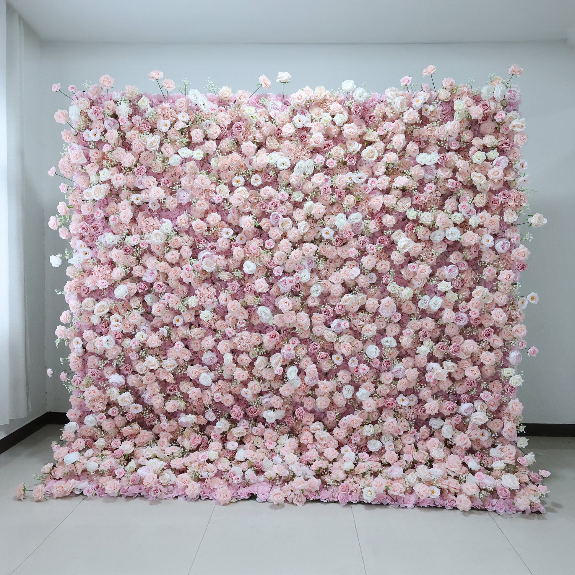 ValarFlowers blush cream rose peony hydrangea artificial floral wall backdrop for wedding ceremony arch party photo booth decor