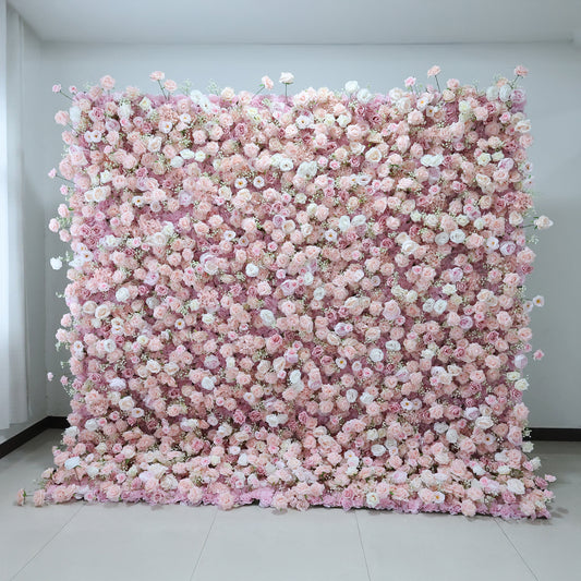 ValarFlowers blush cream rose peony hydrangea artificial floral wall backdrop for wedding ceremony arch party photo booth decor