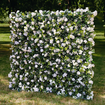 Enchanting White &amp; Green Artificial Flower Wall - The Heart - Stealer for Wedding and Event Decor-VF-802
