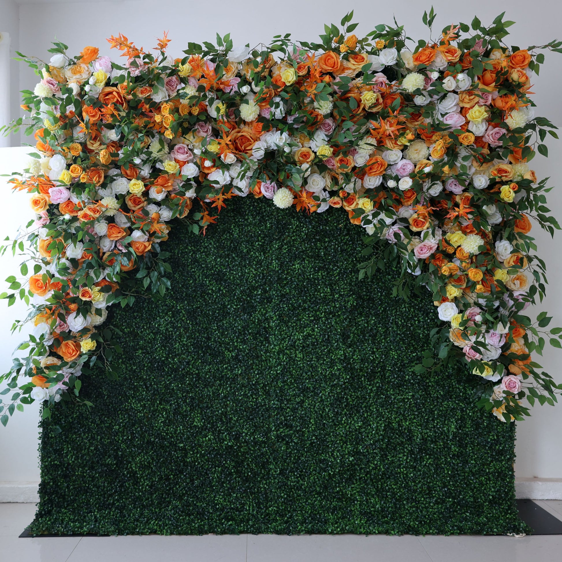 ValarFlowers artificial flower wall backdrop with lush pink roses peonies hydrangeas for wedding ceremony decor
