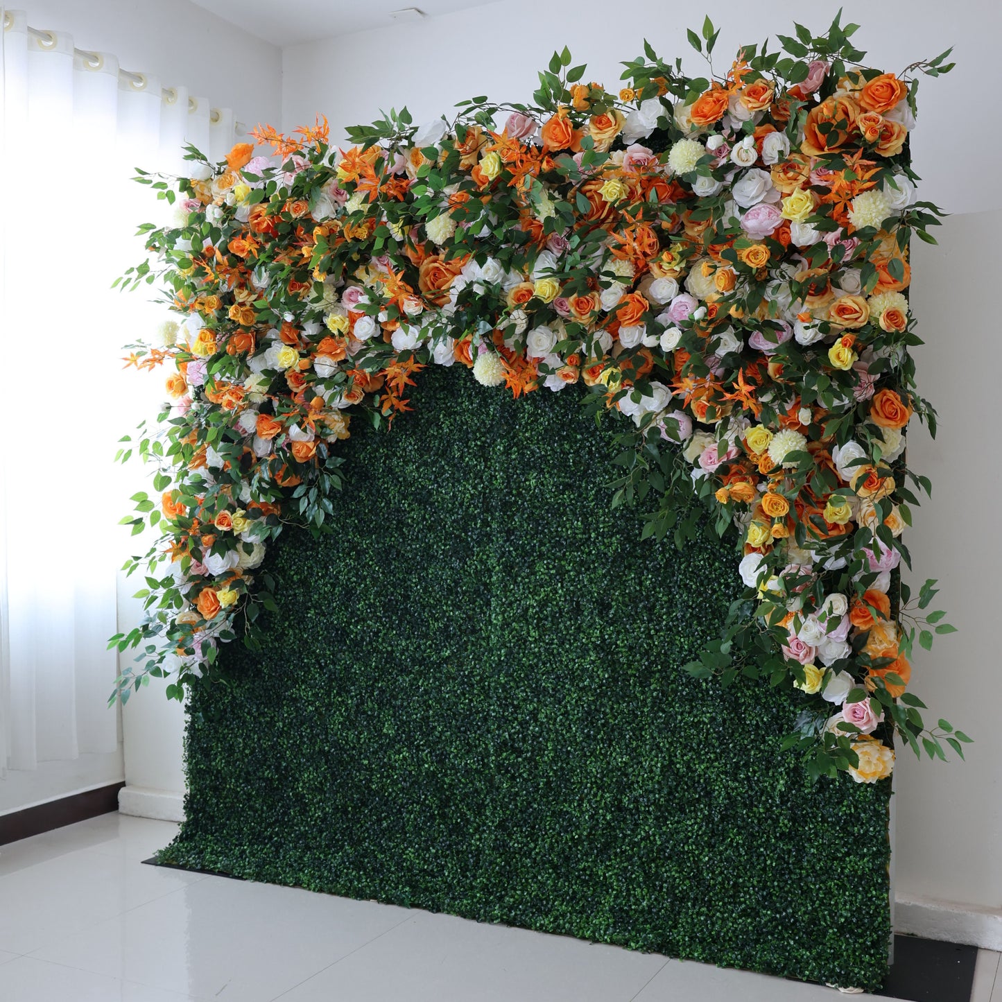 ValarFlowers faux flower wall with roses, peonies, hydrangeas, greenery for wedding backdrop, party, photo booth decor