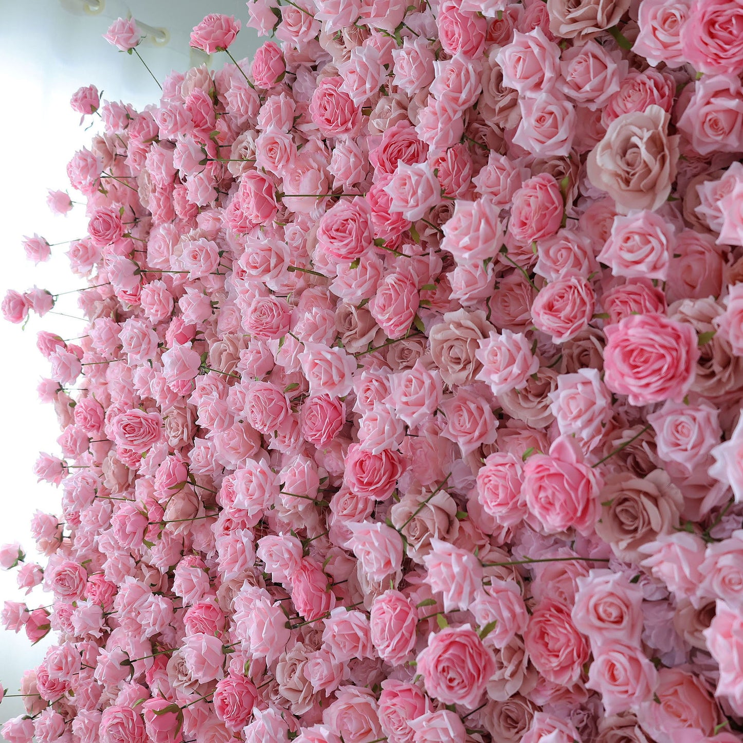 ValarFlowers luxury artificial flower wall backdrop with lush roses peonies hydrangeas and greenery - perfect wedding party photo booth decor