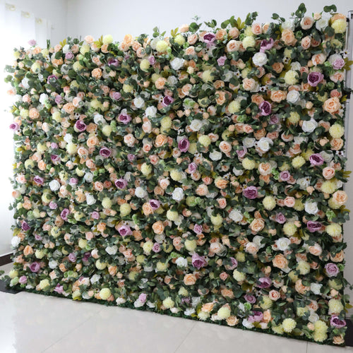 ValarFlowers dark purple roses sea green leaves artificial flower wall wedding event photo booth backdrop luxurious floral panel