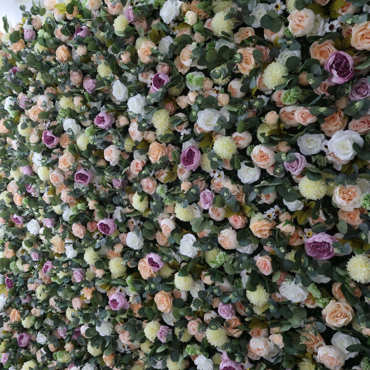 ValarFlowers artificial flower wall backdrop with dark purple roses and greenery for wedding, party, photo booth decoration