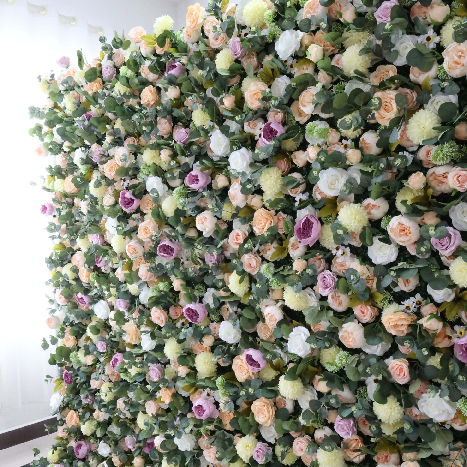 ValarFlowers dark purple roses and greenery artificial flower wall backdrop for wedding, luxury event decor, photo booth