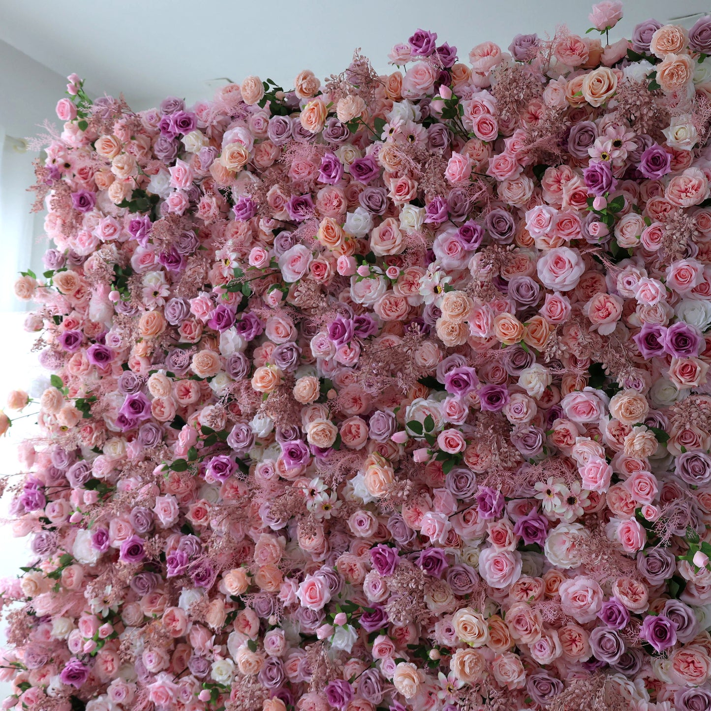 Luxury ValarFlowers artificial flower wall with lush roses peonies hydrangeas and greenery, perfect wedding backdrop party photo booth decor
