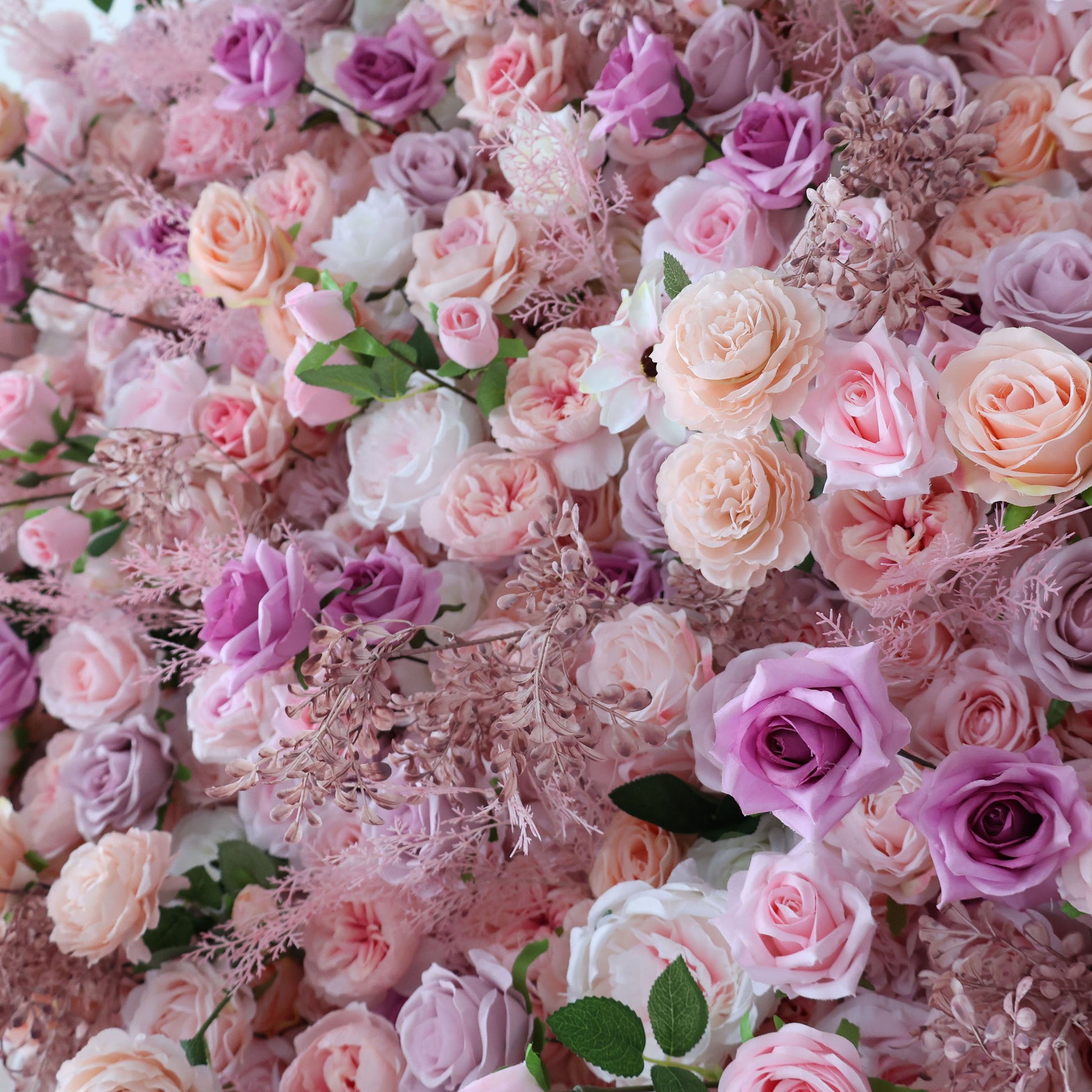ValarFlowers artificial flower wall backdrop with lush roses, peonies, hydrangeas and greenery for wedding decor, party photo booth