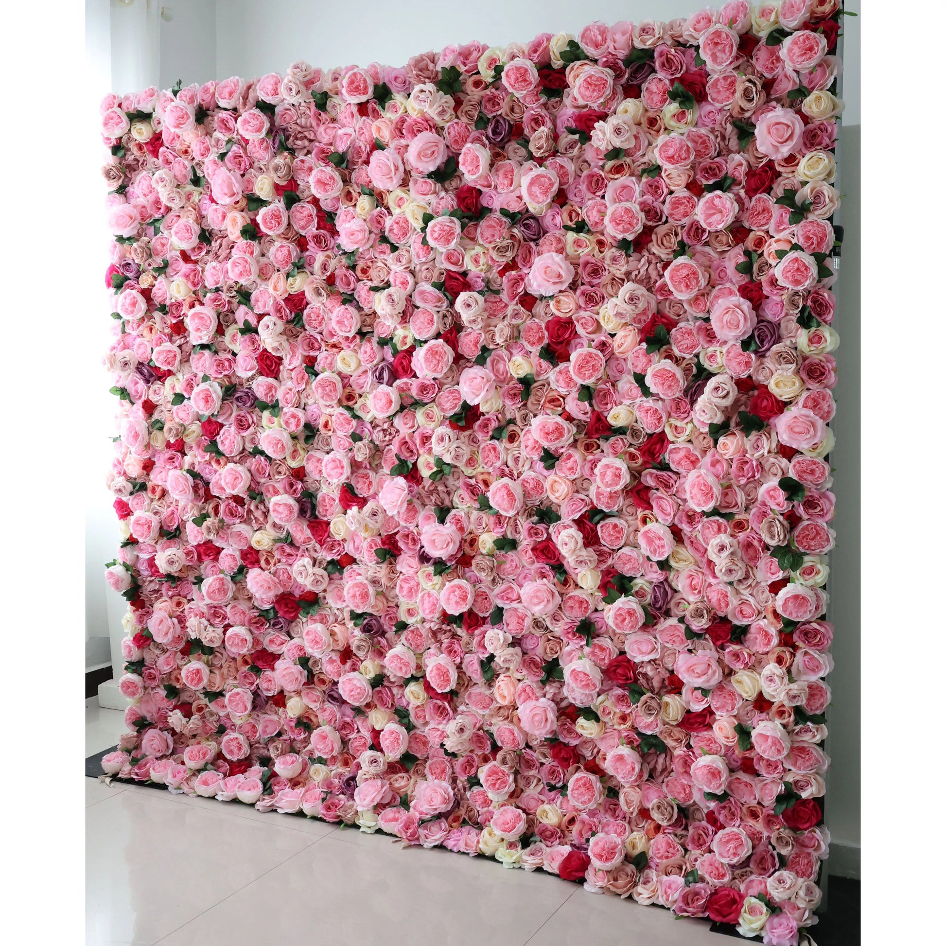 ValarFlowers artificial rose red pink flower wall backdrop, faux floral panel for wedding party event photography decor