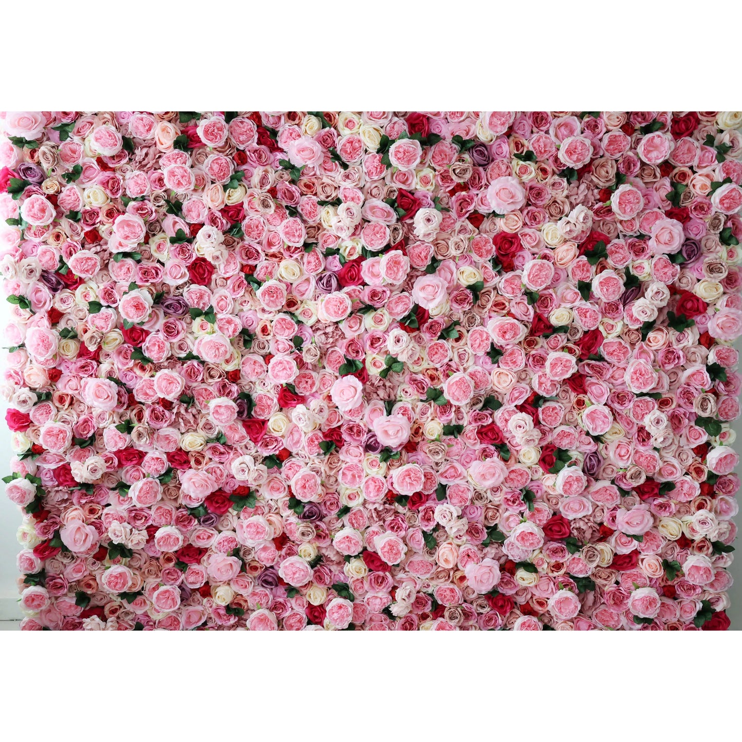 ValarFlowers luxurious artificial flower wall backdrop with dense red and pink roses, peonies, hydrangeas for wedding party photo booth decor