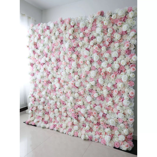 ValarFlowers artificial pink white rose peony hydrangea flower wall backdrop for wedding party photo booth event decor
