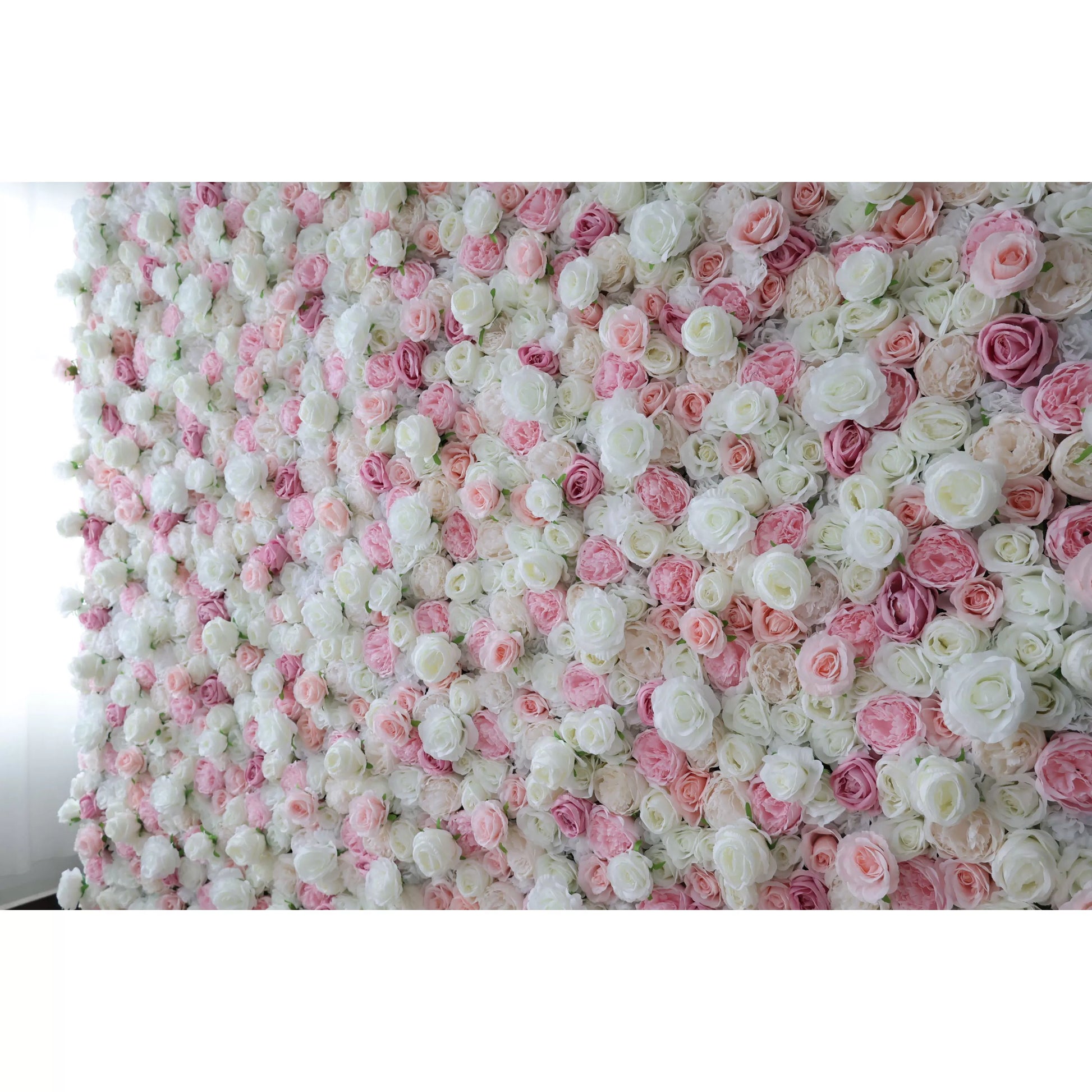 ValarFlowers pink white artificial flower wall backdrop with roses peonies hydrangeas for wedding party photo booth decor