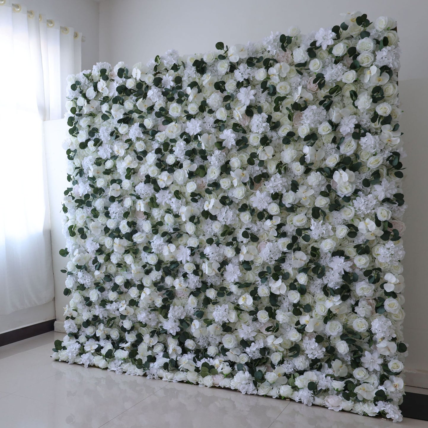 ValarFlowers white rose orchid hydrangea artificial flower wall backdrop for wedding ceremony and event decor