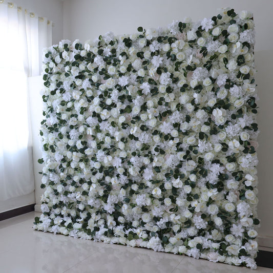 ValarFlowers white rose orchid hydrangea artificial flower wall backdrop for wedding ceremony and event decor