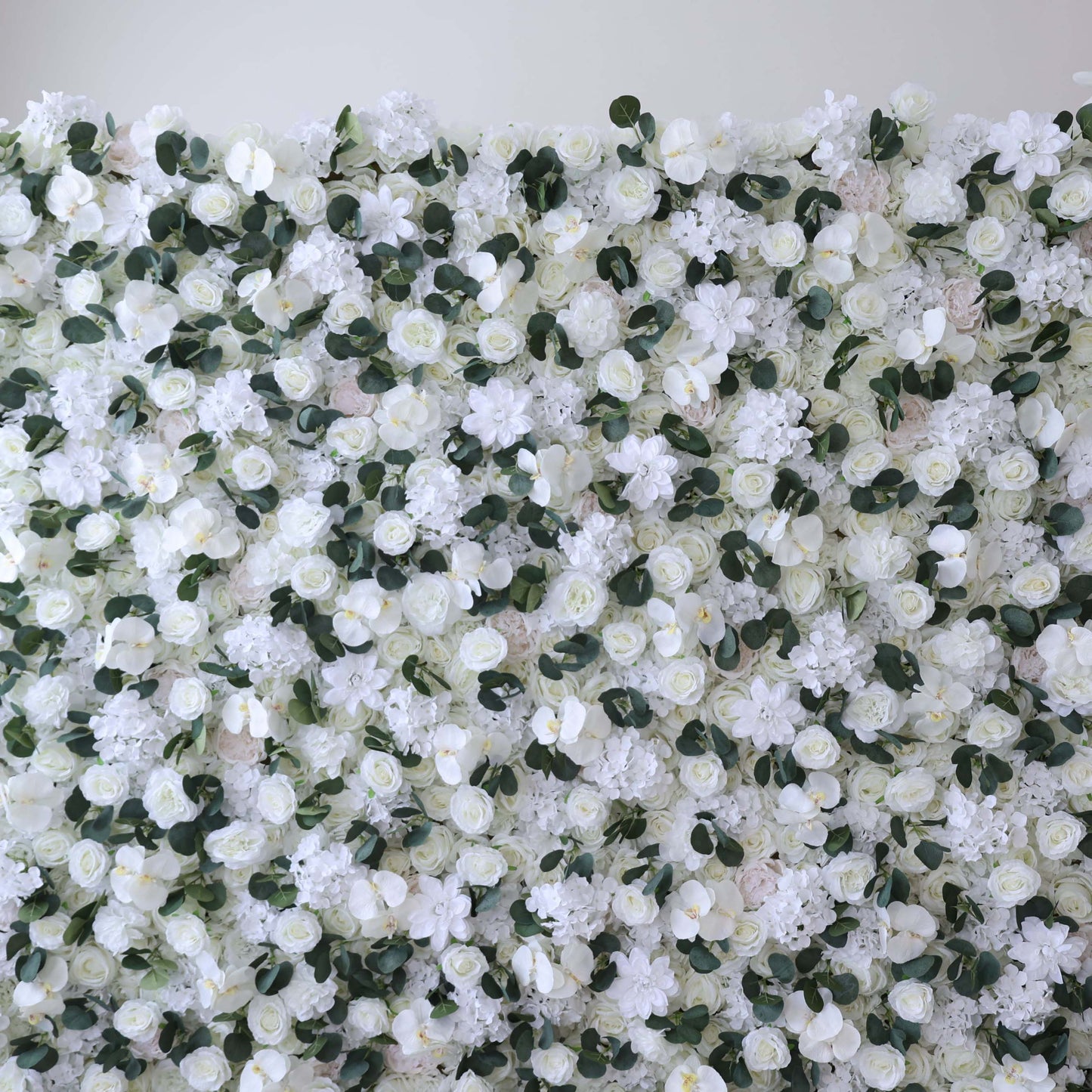 ValarFlowers white rose orchid artificial flower wall backdrop for elegant wedding venue and event decoration
