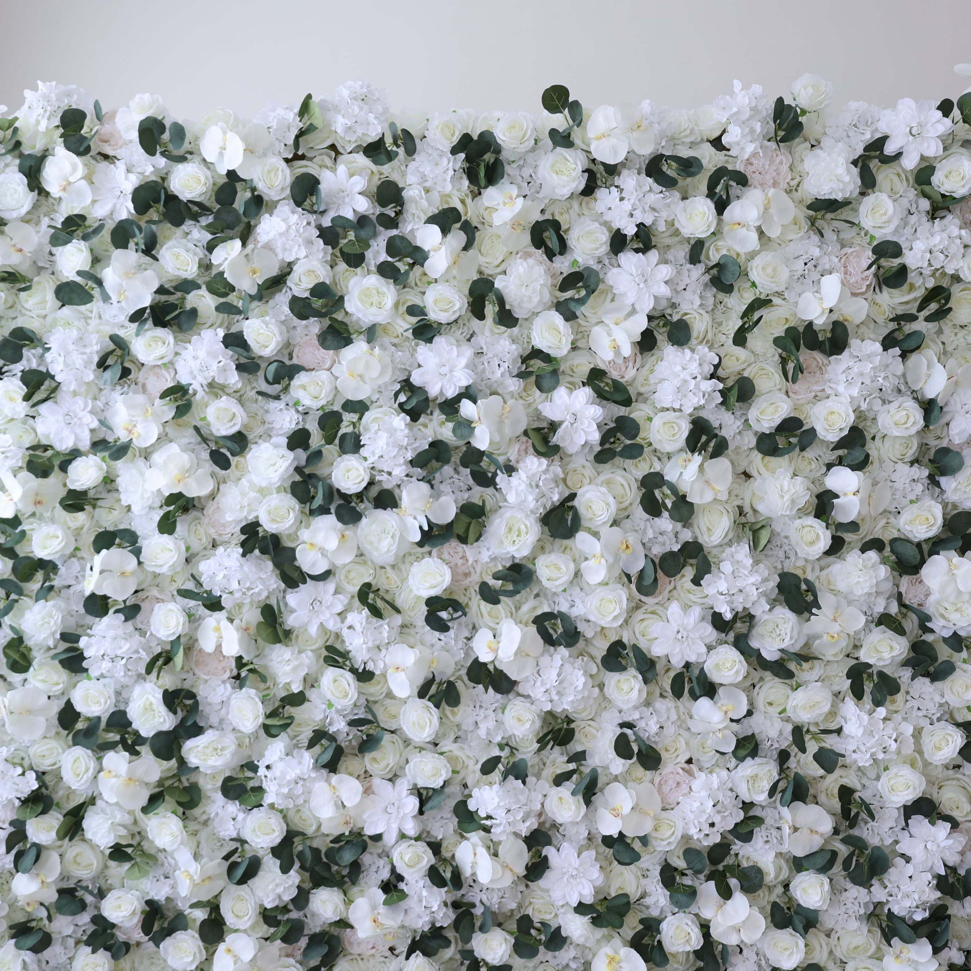 ValarFlowers white rose orchid artificial flower wall backdrop for elegant wedding venue and event decoration