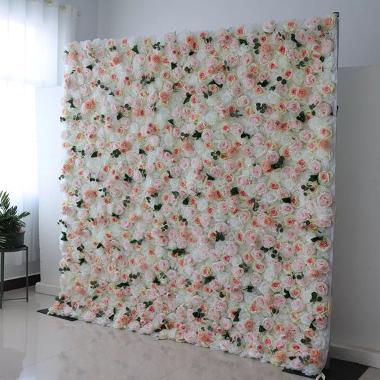 ValarFlowers faux flower wall panel with roses peonies hydrangeas greenery for wedding backdrop party decor photo booth