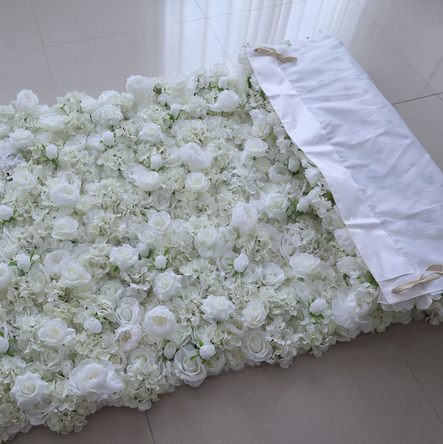 ValarFlowers luxury artificial flower wall backdrop with dense roses peonies hydrangeas greenery, elegant wedding party photo booth decor