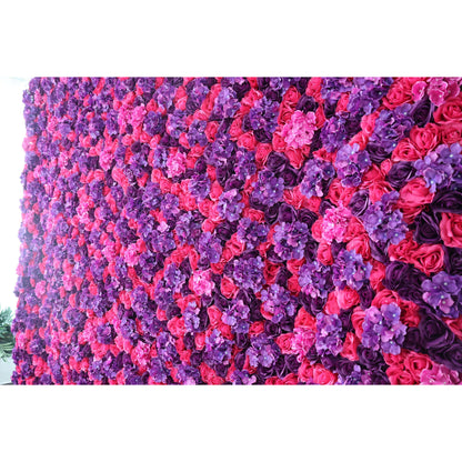 ValarFlowers 인공 꽃 벽 배경: 열정적인 스펙트럼 - 짙은 빨강과 보라색의 매혹적인 혼합-VF-273-2