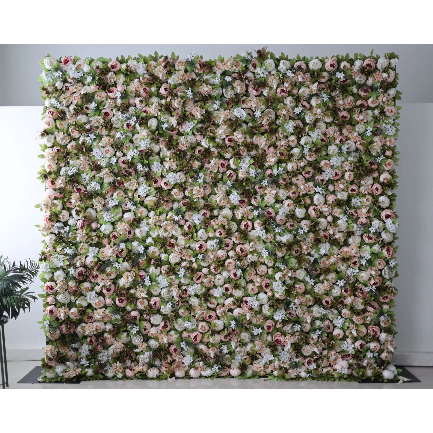 ValarFlowers luxury artificial flower wall backdrop with orange red white roses peonies hydrangeas greenery for wedding ceremony event photo booth decor