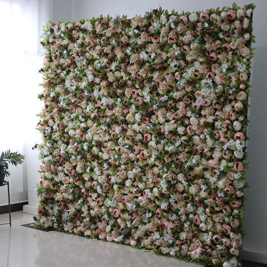 ValarFlowers faux flower wall backdrop with lush greenery red roses peonies hydrangeas for wedding party event photography decoration