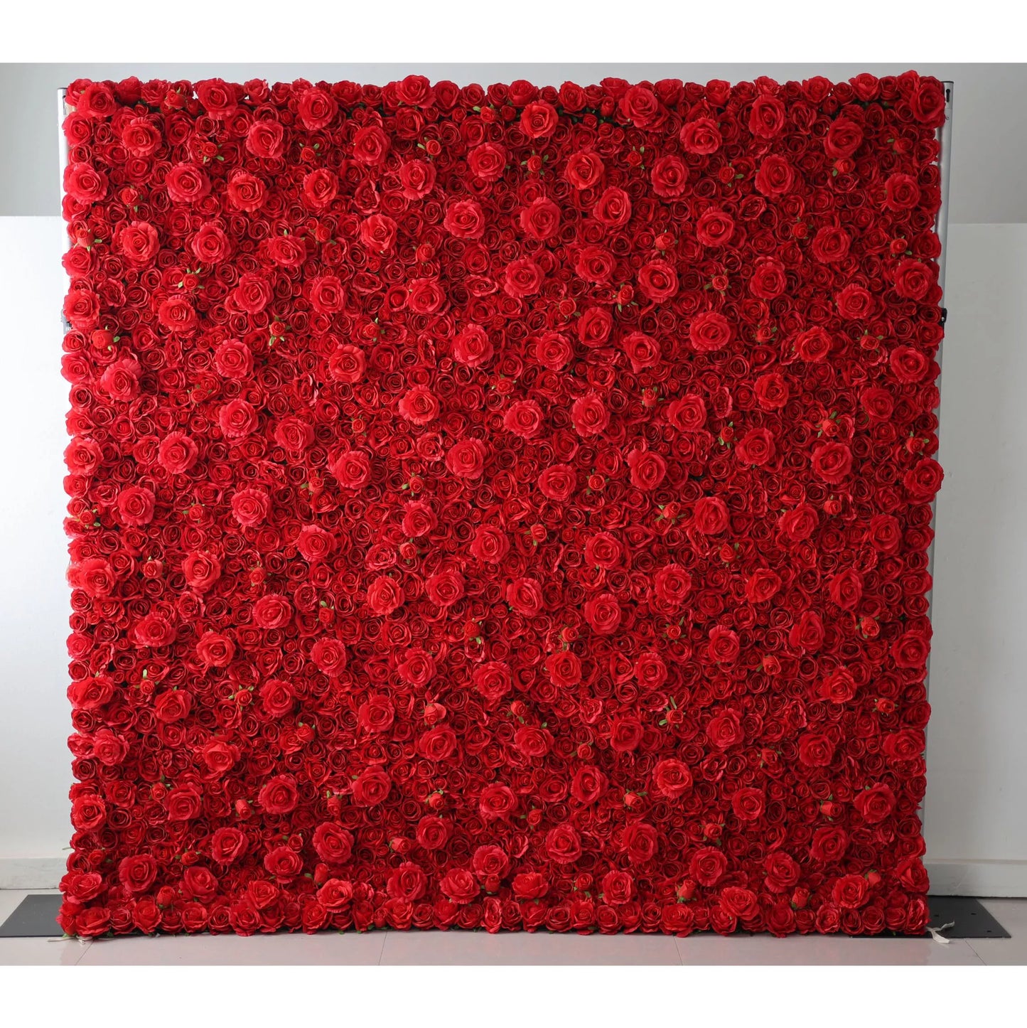 ValarFlowers artificial lipstick red rose wall backdrop for wedding, luxury faux flower panel, event photography decor, party backdrop