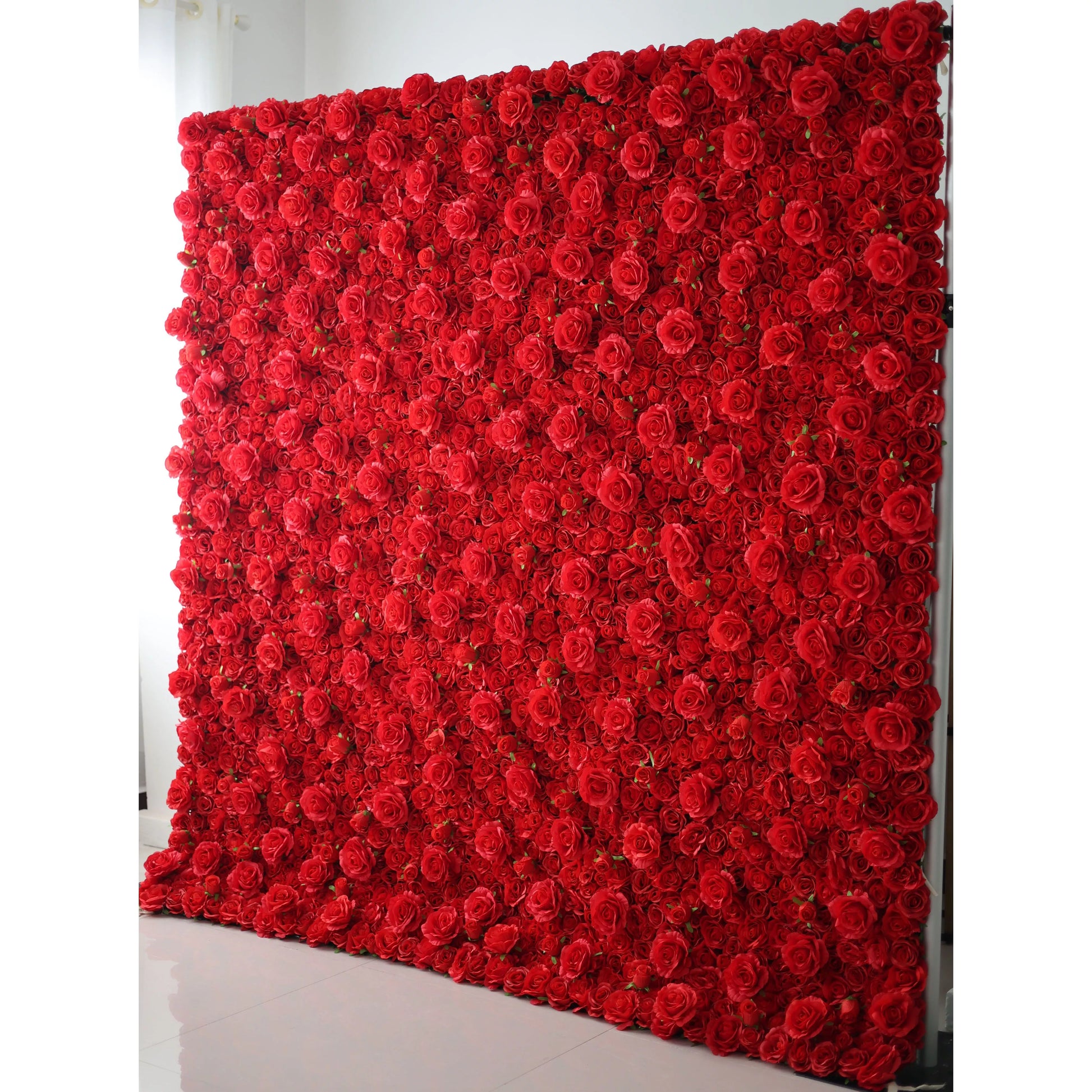 ValarFlowers luxury lipstick red rose peony hydrangea artificial flower wall backdrop for wedding, event photography, party decor
