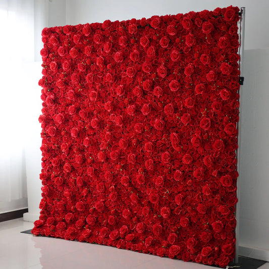ValarFlowers luxurious artificial flower wall backdrop with vibrant lipstick red roses peonies hydrangeas - perfect wedding ceremony arch party photo booth decor