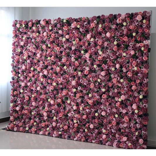 ValarFlowers artificial rose & peony wall backdrop with lush pink purple blooms for wedding party photo booth decor
