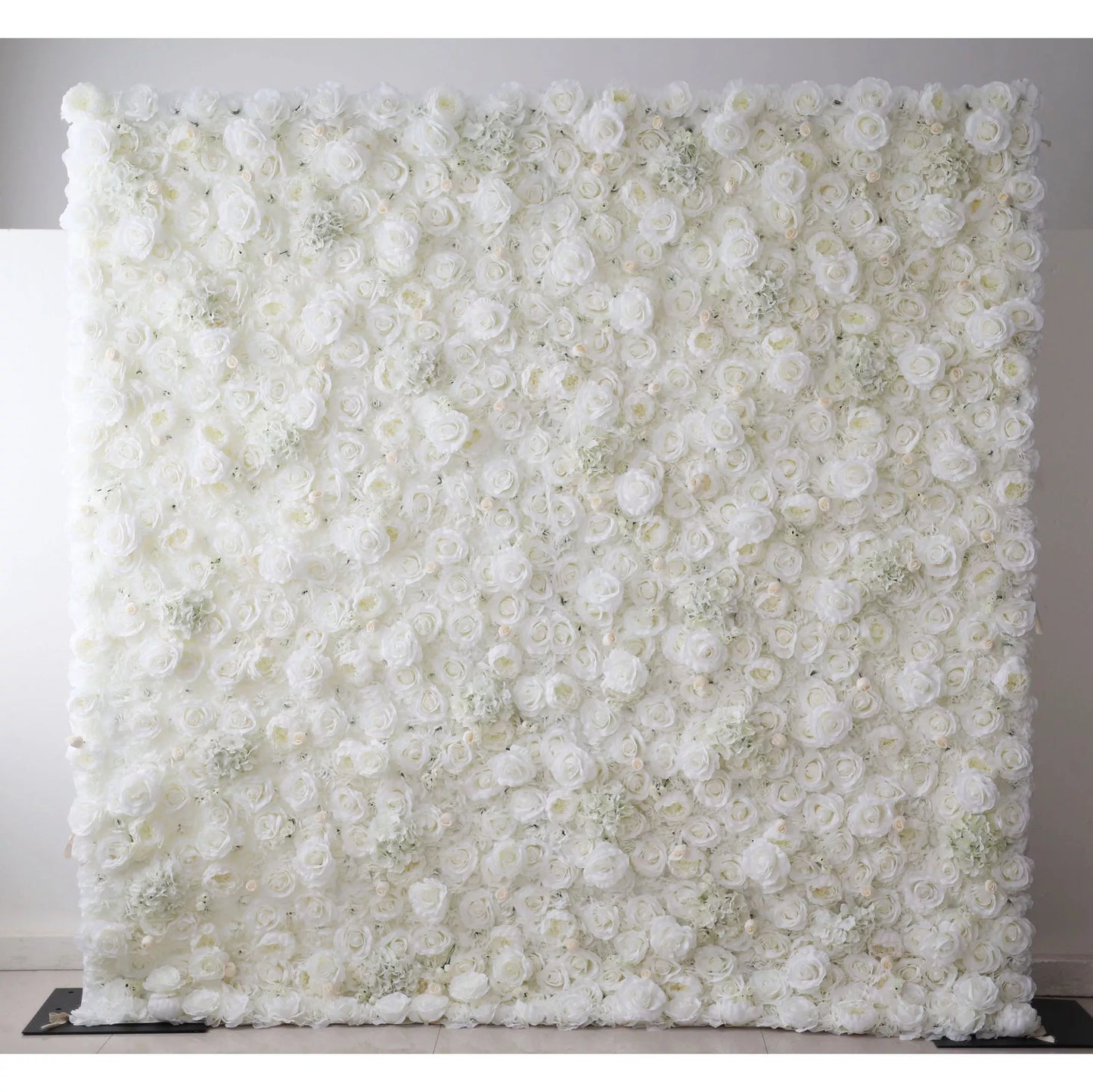 ValarFlowers white artificial flower wall backdrop with dense roses peonies hydrangeas for wedding party photo booth event decor