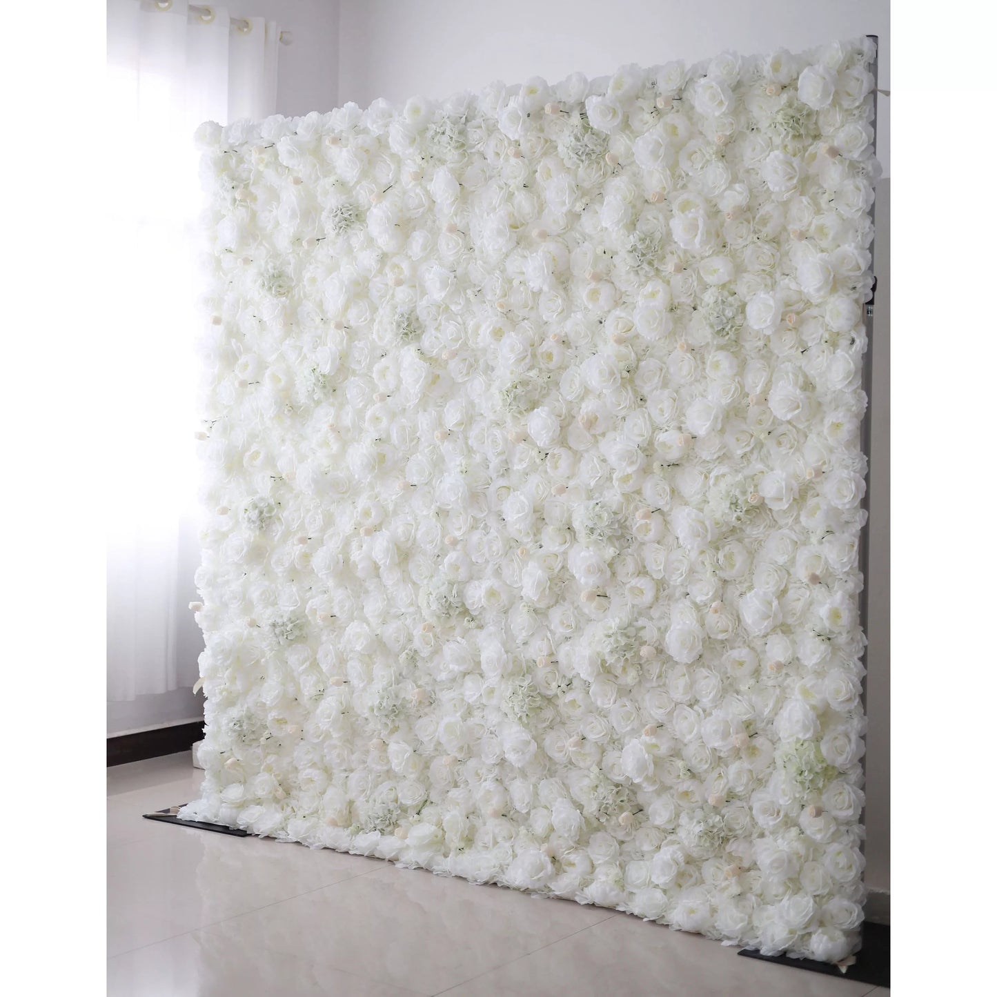 ValarFlowers white artificial flower wall backdrop with roses peonies hydrangeas for wedding party photo booth decor