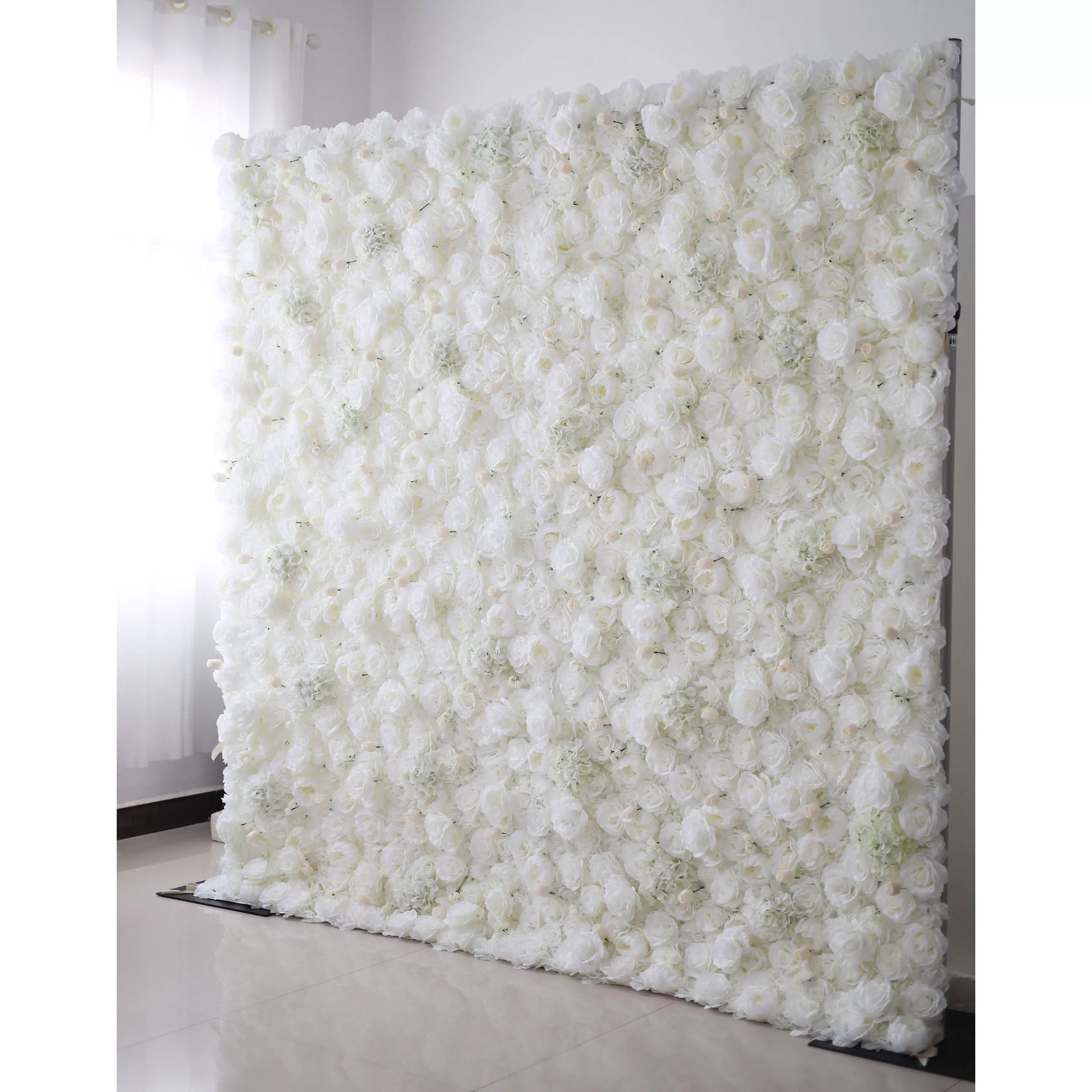 ValarFlowers white artificial flower wall backdrop with roses peonies hydrangeas for wedding party photo booth decor