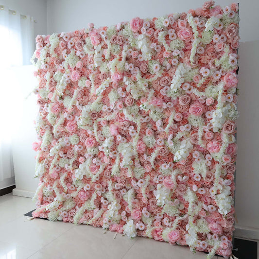 ValarFlowers artificial flower wall backdrop with lush pink roses peonies hydrangeas for wedding event photography decor