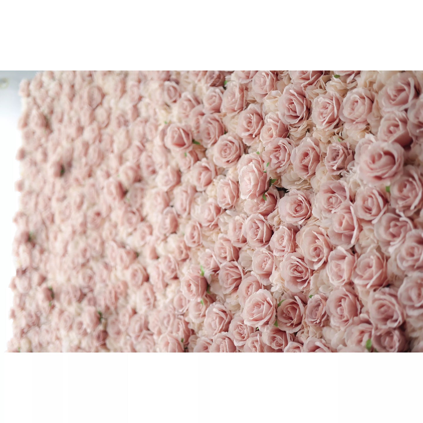 ValarFlowers artificial rose flower wall backdrop for wedding, bridal shower, party - blushing pink fabric floral panel