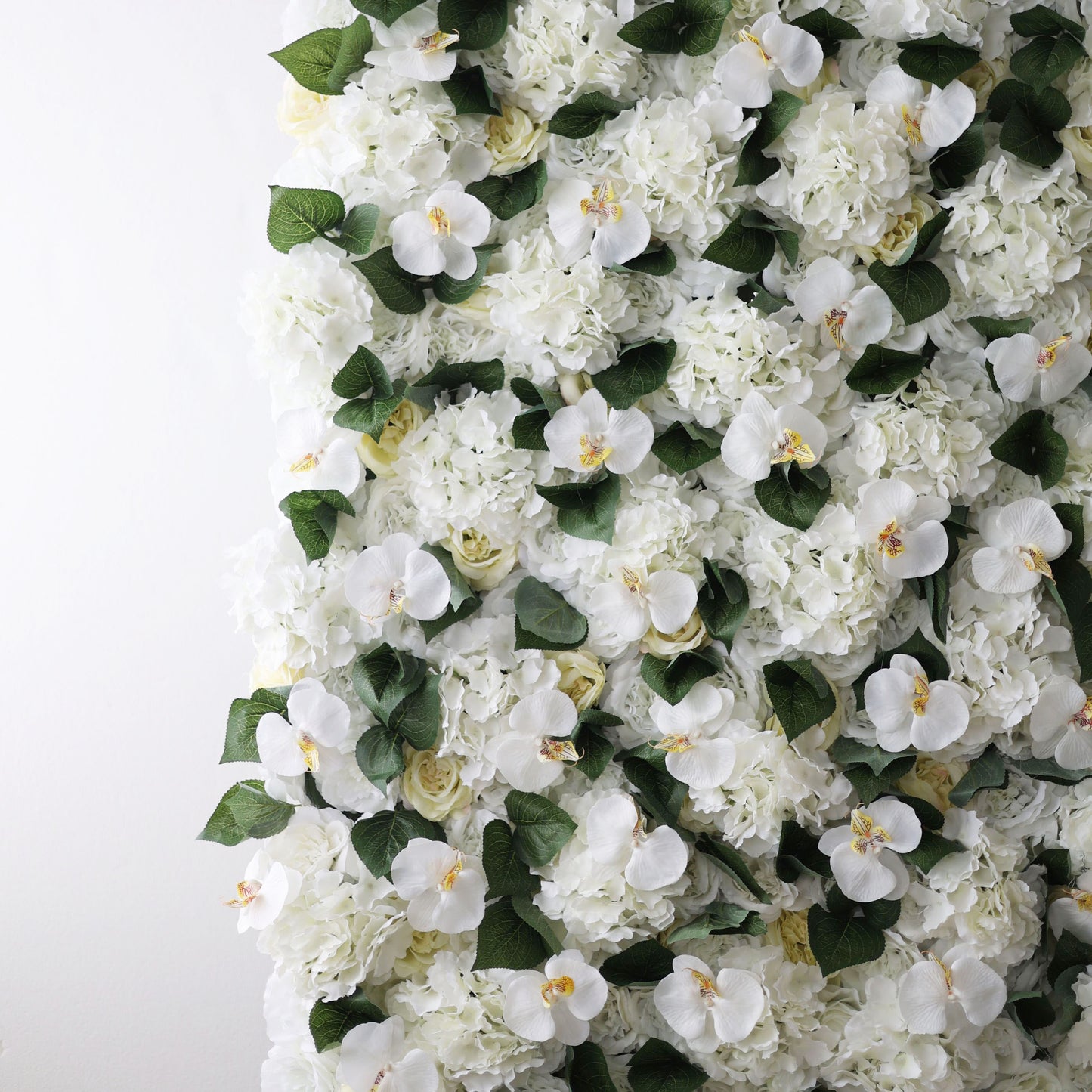 ValarFlowers white rose and orchid flower wall backdrop for wedding, party, photo booth, luxury event decor