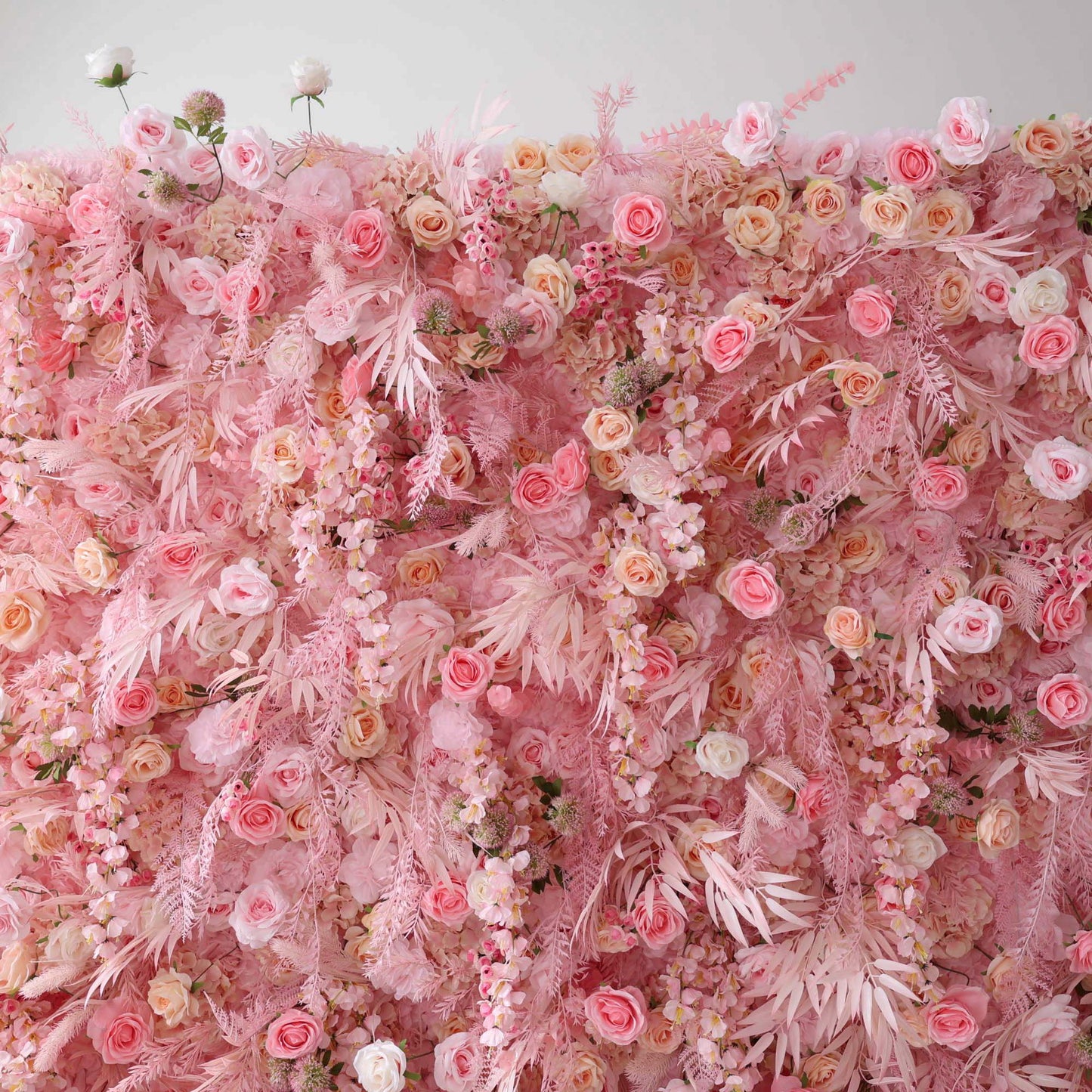 ValarFlowers artificial flower wall with lush pink roses and peonies for wedding backdrop, party photo booth, event decor