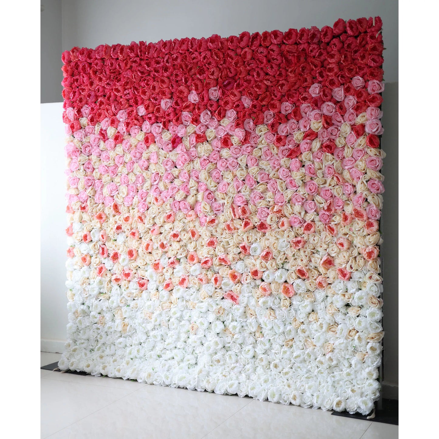 ValarFlowers red to white rose peony hydrangea artificial flower wall backdrop for wedding ceremony party photo booth decor