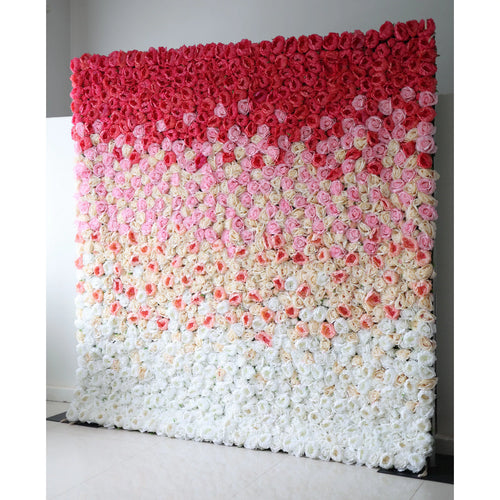 ValarFlowers red to white rose peony hydrangea artificial flower wall backdrop for wedding ceremony party photo booth decor