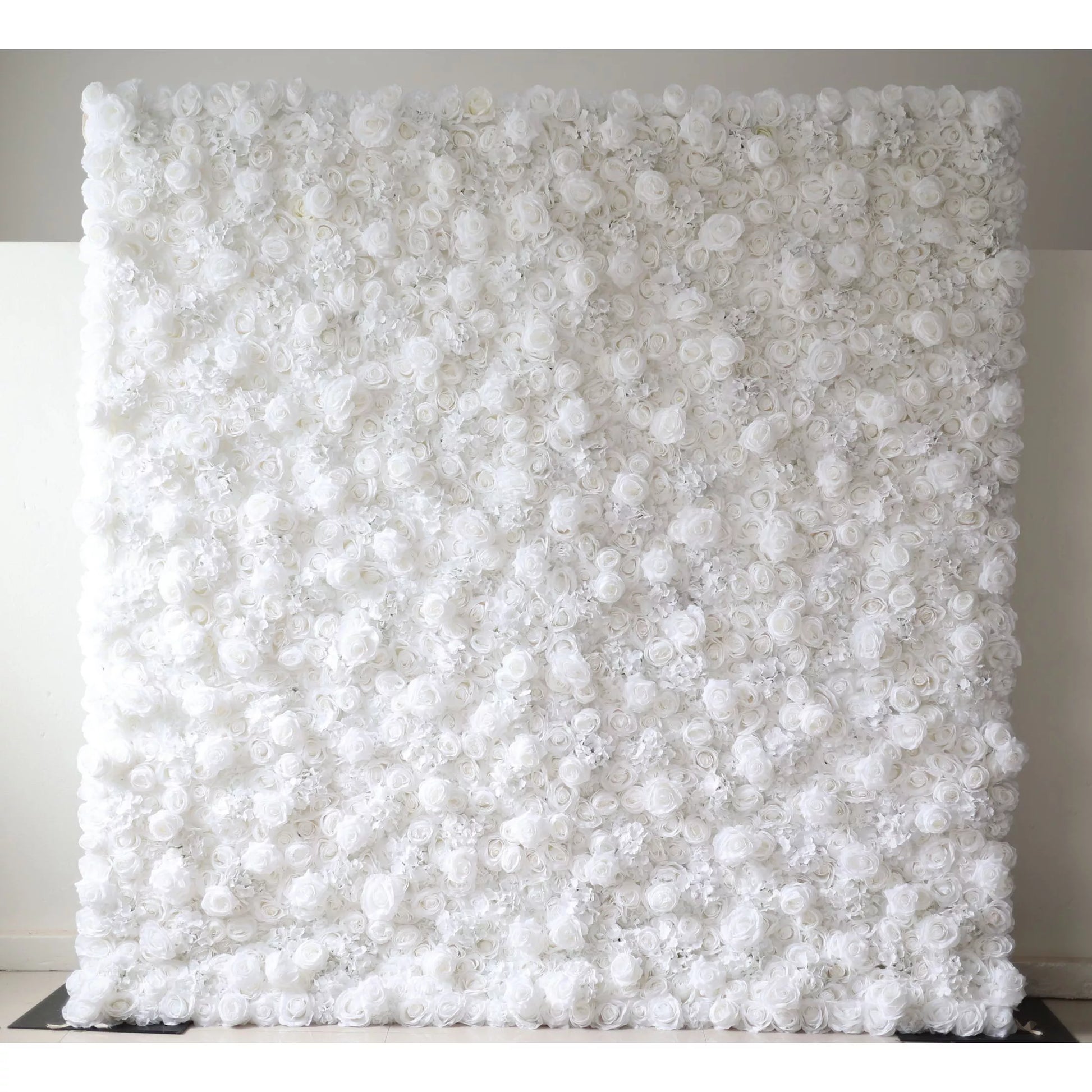 ValarFlowers luxuriously dense white artificial flower wall backdrop with roses peonies hydrangeas for wedding ceremony photo booth party decor
